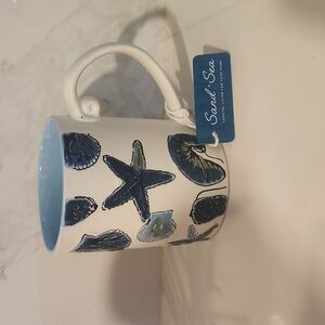 Sand + Sea Blue and White Seashell Mug